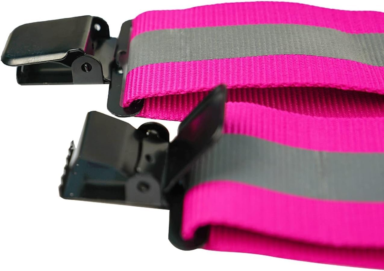 Reflective Safety Pink Suspenders|Work Suspenders with Hi Vis Reflective Strip Hold Up Tool Belt Suspenders Pink Relective, Adjustable Size