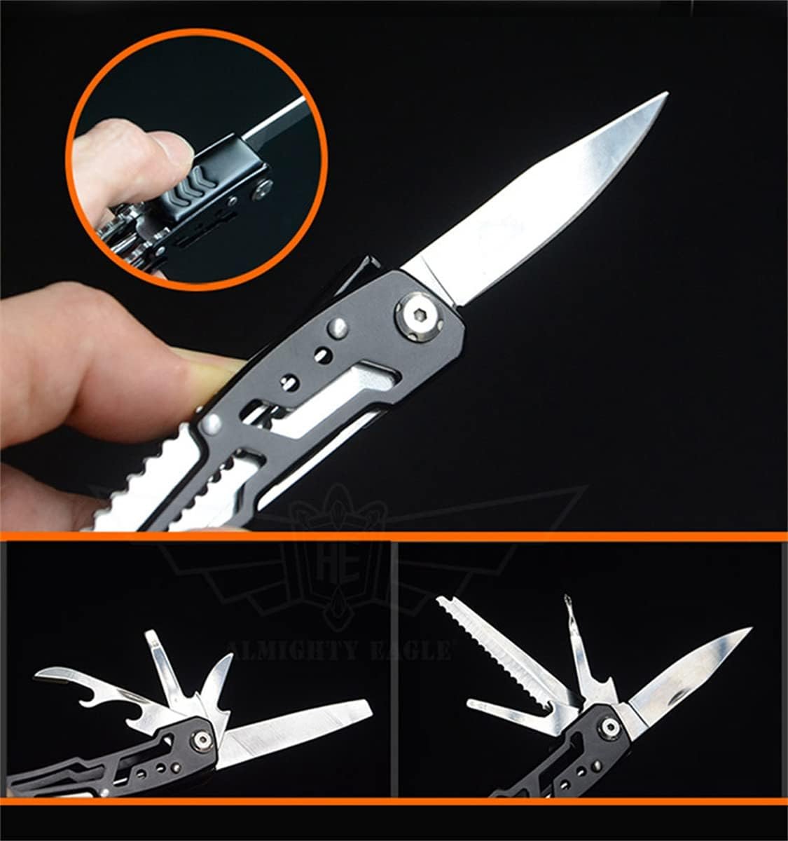 14-In-1 Multitool with Safety Locking, Professional Stainless Steel Multitool Pliers Folding Pocket Knife, Bottle Opener, Screwdriver with Nylon Sheath for Camping Survival Hiking and Simple Repairs