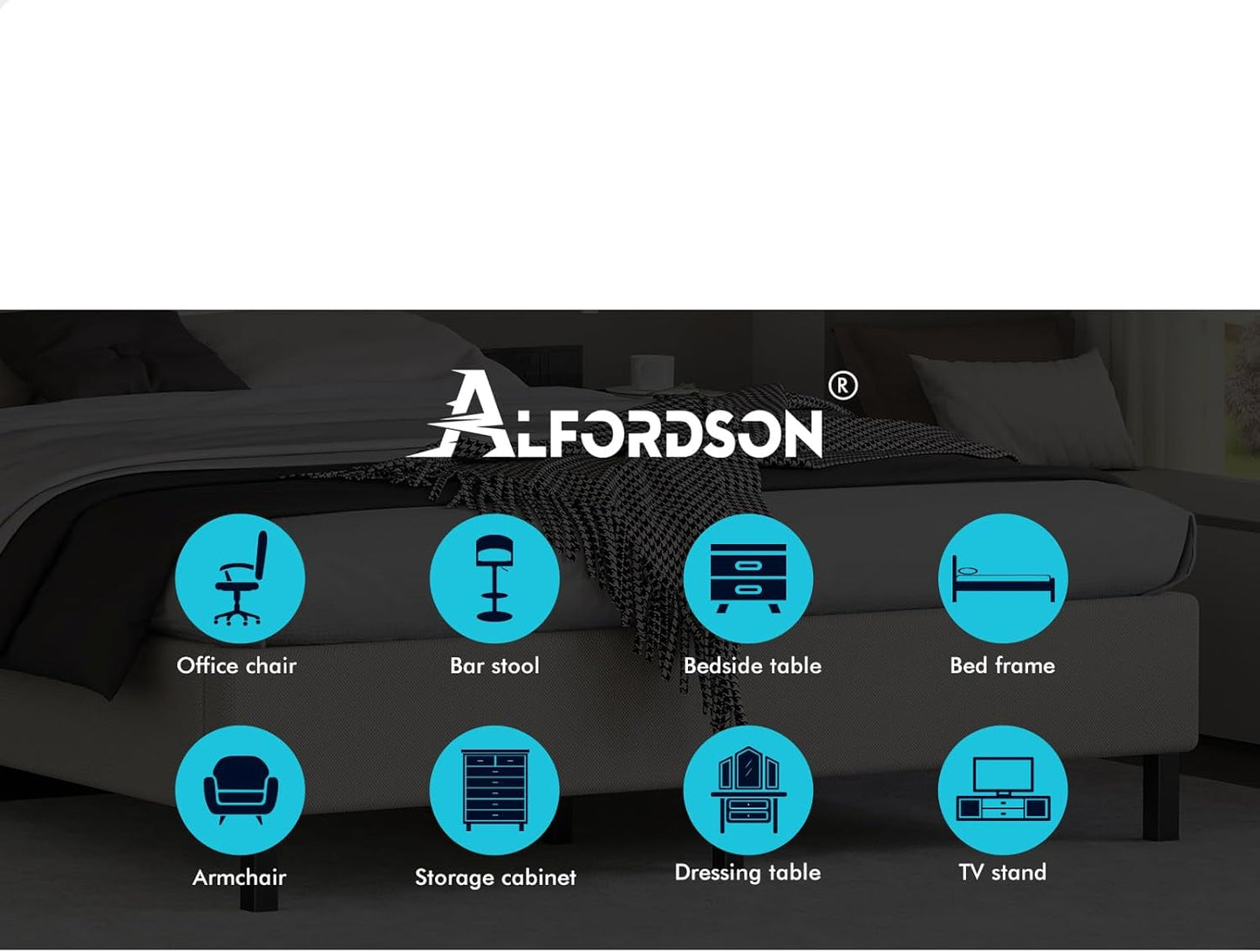 ALFORDSON Bed Frame Base King Size with Linen Upholstery, Bed Platform Foundation Without Headboard for Mattress Topper, Basel Fabric Beige