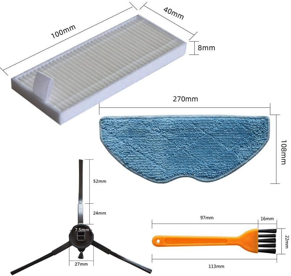 Home Cleaning Essentials - Set di filtri di ricambio con panni per mocio e spazzola laterale, per modelli EZVIZ (B)
