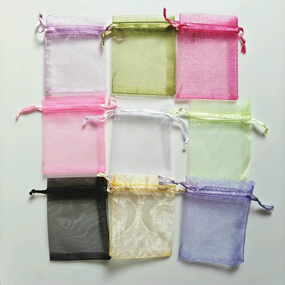 100pcs Organza Gift Bag Multicolor Drawstring Pouches For Candy Jewelry Bag Packing Wedding Gift Bags Organza Bag