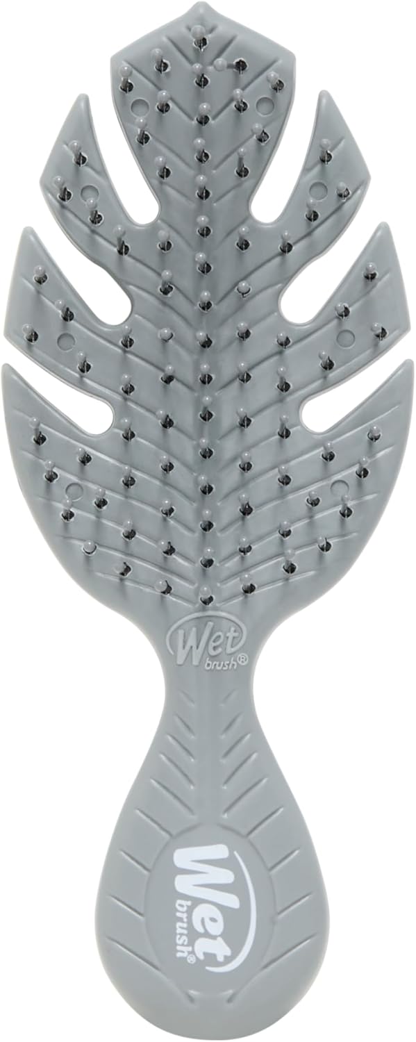 Wet Brush Go Green Mini Detangler, Grey - Detangling Travel Hair Brush - Ultra-Soft IntelliFlex Bristles Glide Through Tangles & Gently Loosens Knots While Minimizing Pain, Split Ends & Breakage