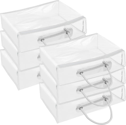 Abizarch 6 Pack Large Clear Clothes Storage Bag,Travel Packing Cube, Zippered Storage Bags,PVC See Through Moving Bag with Handle for Blankets Bed Sheet Clothes 15.7x11.8x3.9 Inch