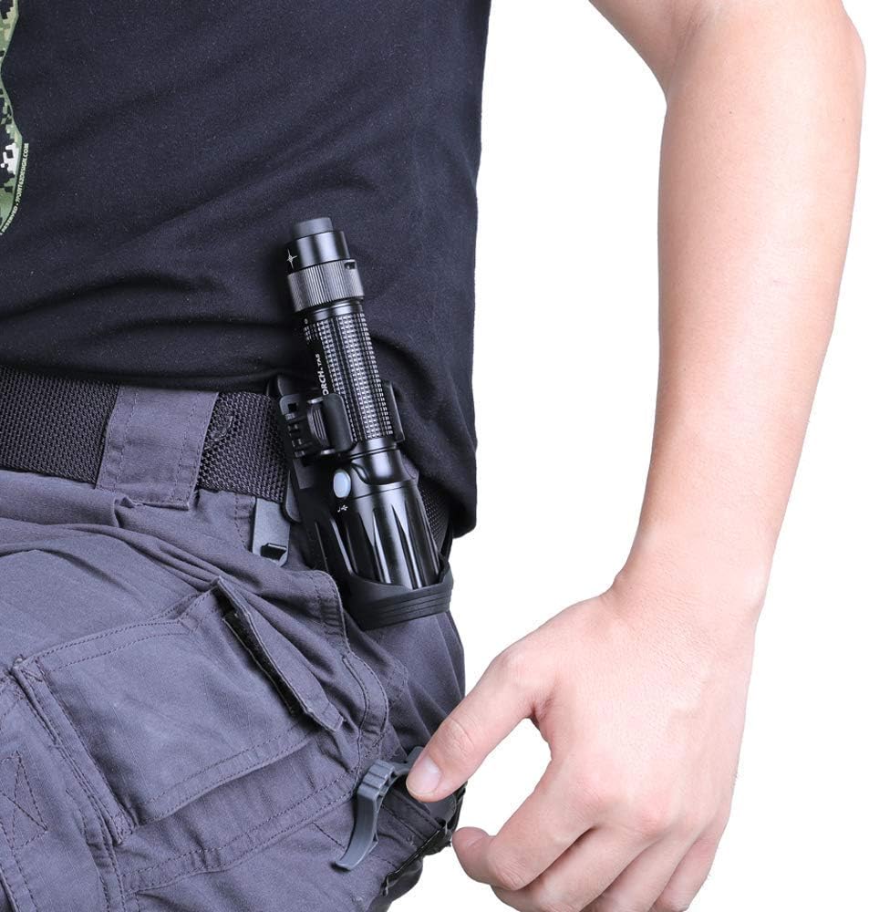 Nextorch V5 Tactical Torch Pouch Holder, 360 Degree Rotation Adjustable Flashlight Holster for Belt with Lever Side Lock System for 1"-1.25" Diameter Flashlight, Black