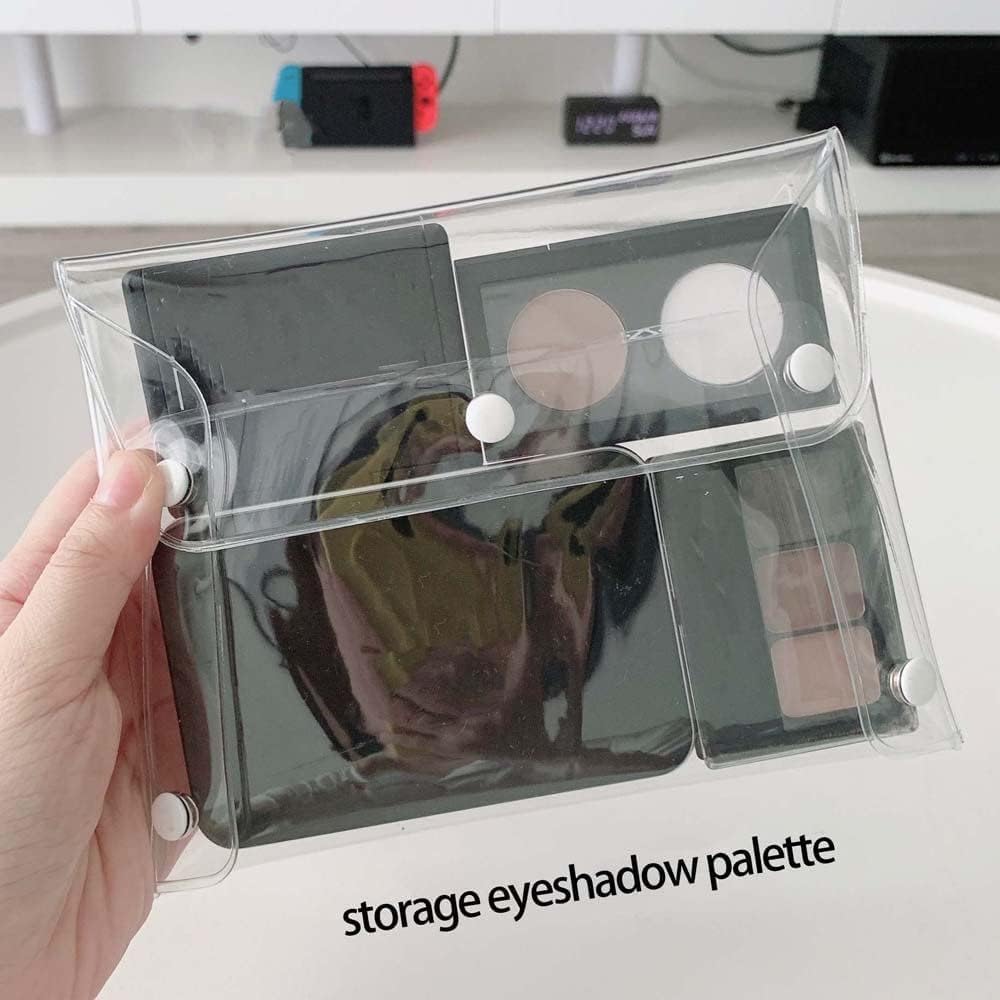 GANPUB 3Pcs Transparent Mini PVC Makeup Bag Small Clear Plastic Cosmetic Organizer Bag Pouch with Snap Closure for Vacation Travel, Bathroom Organizing Tools and Accessories, Clear, 1