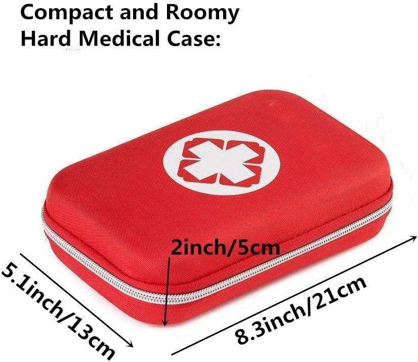 First Aid Kit Bag Empty Hardcase Waterproof Medicine Storage Bag Portable Medication Package Compact Lightweight Emergency Survival Rescue Cases Medical Kit Idea for Home Car Travel Outdoor (Red01)