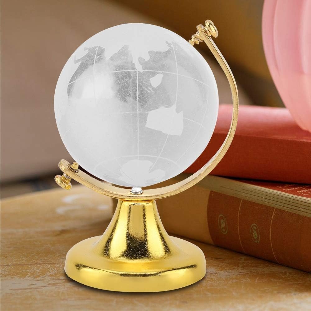 Aigend Home Decor - Round Earth Globe World Map Crystal Ball Ball Decoration for Home Office Gift (Gold)