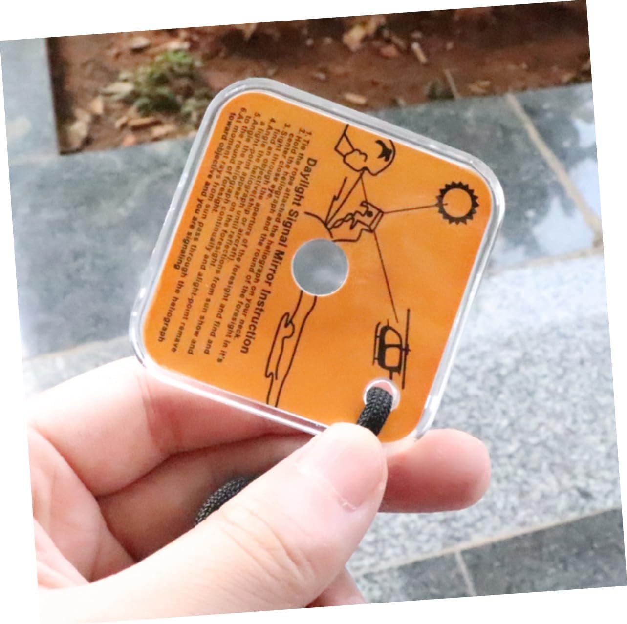 TOGEVAL Survival Mirror Backing Camping Emergency Reflective Mirror Outdoor Retroreflector Light
