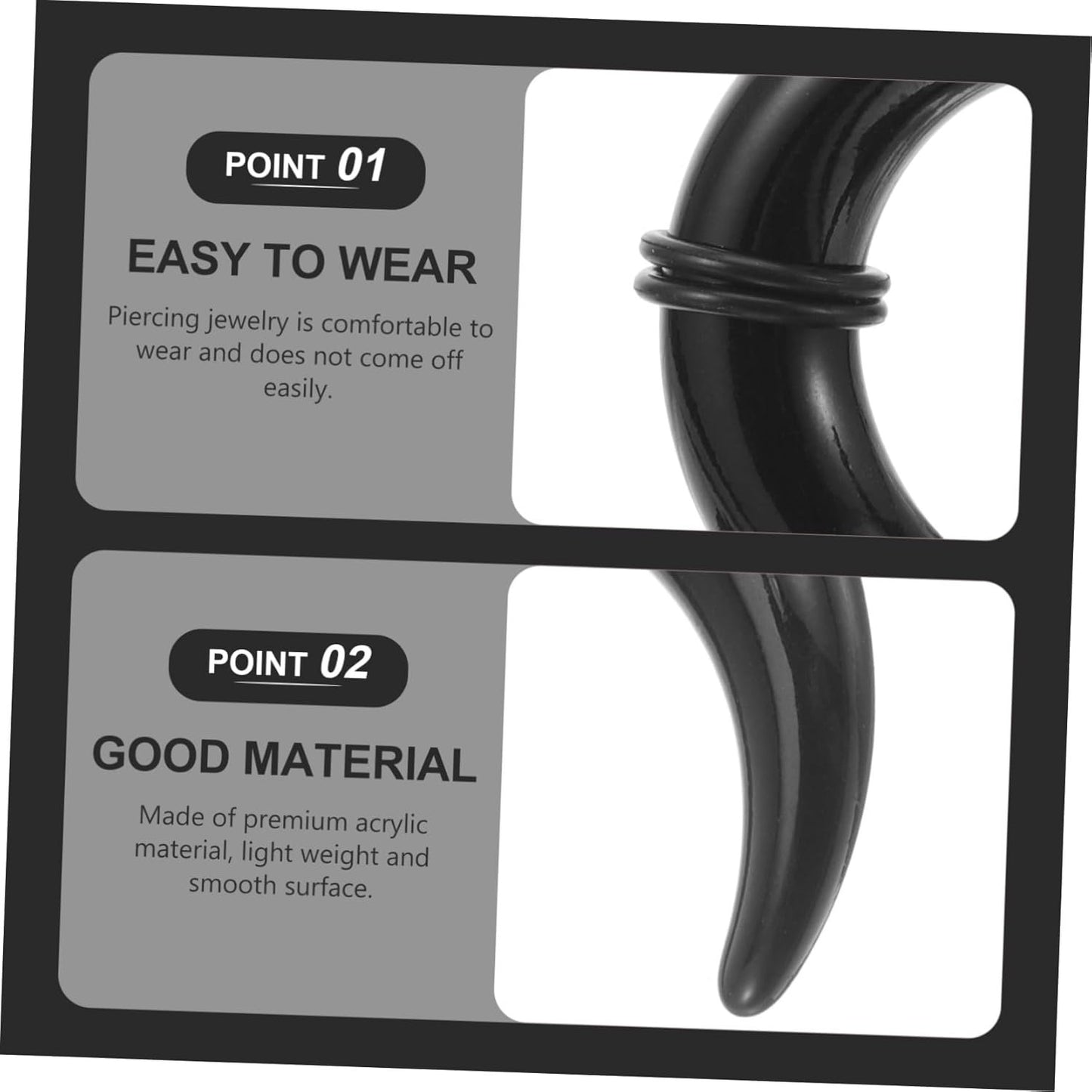 ANDRESLAD Health Safety Ear Piercing Tools 8pcs Acrylic Ear Expansions Set U-ring Ox Horn Shape Acrylic Tip