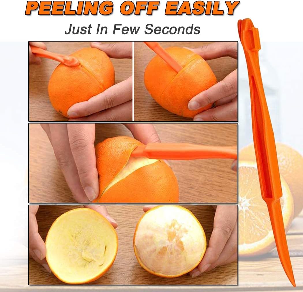 Orange Peeler tools Plastic Orange Peeler Citrus Remover Easy Open Citrus Lemon Citrus Peel Cutter Vegetable Slicer Fruit Tools Kitchen Gadgets (Orange 2 Pack)