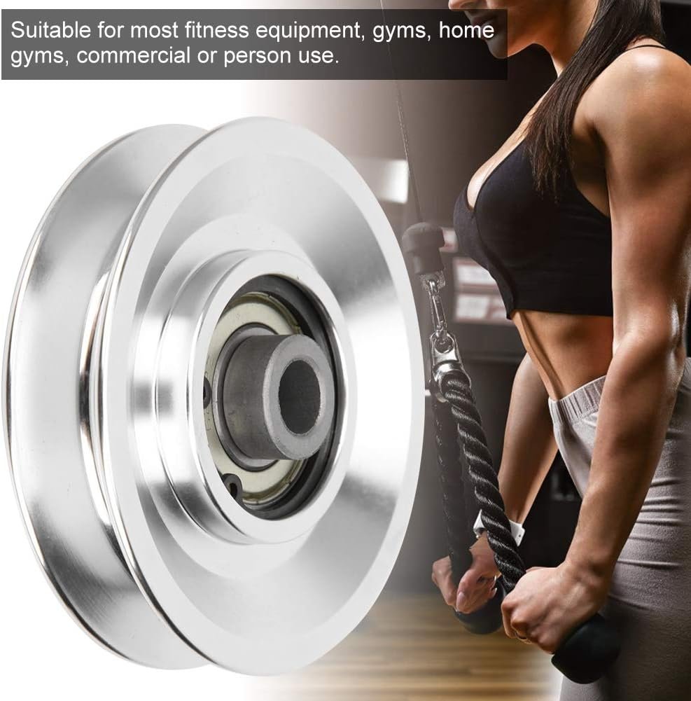 Heavy Duty Groove Wheel Fitness Equipment Accessories Stainless Steel Swivel Pulley Pulley Strength Training, Aluminium Alloy Pulley, for Gym Accessories Home(80mm in Diameter)