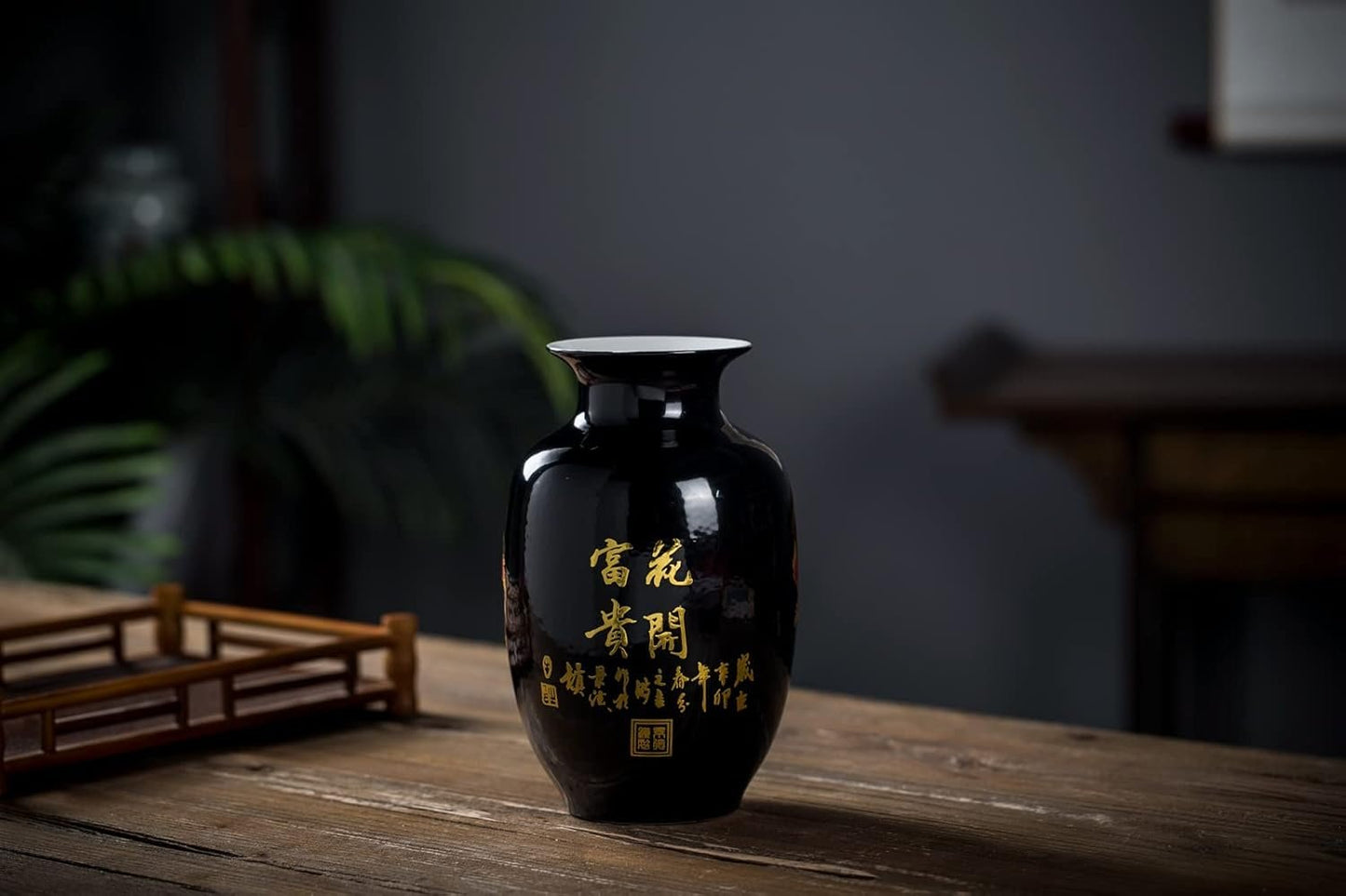 Chinese Ceramic Flower Vase Peony Design for Home Living Room Display and Gift Decorated by Jingdezhen Porcelain