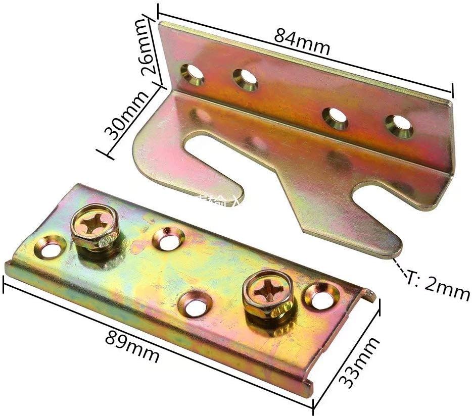 KASUNEN Bed Rail Brackets - Bed Rail Fittings - Heavy Duty Non-Mortise - Set of 4 (Screws Included)