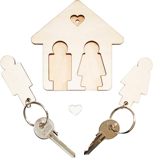 LAC Couple Keyring for Him and Her in Wood – Keyring for a New Home Gift for Couple – Women's Anniversary Gift Ideas
