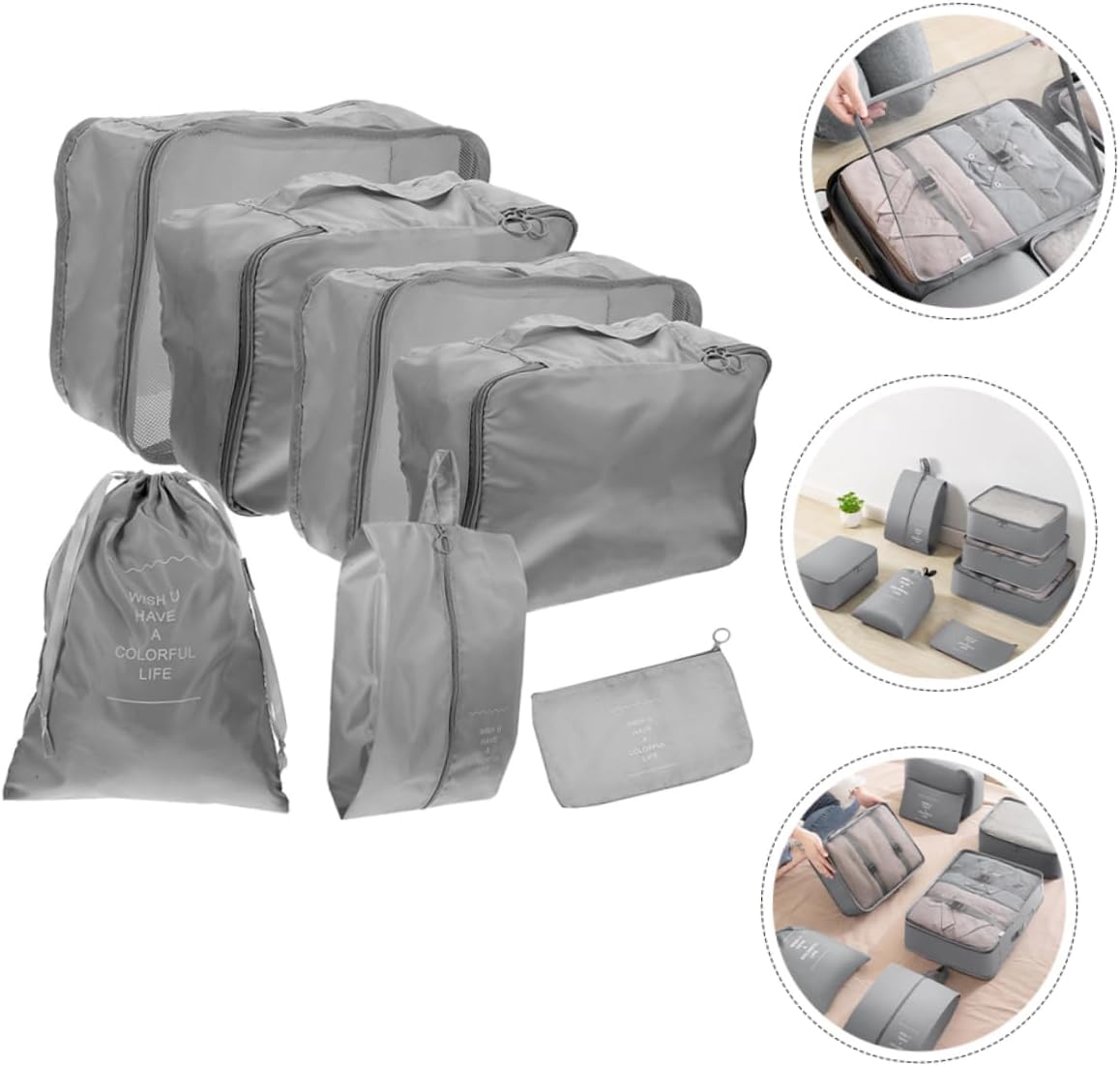 Healeved 1 set Travel Clothes Organizer Packing Bags for Shoes Toiletries Clothing Lightweight Durable Storage Pouches for Organization Grey