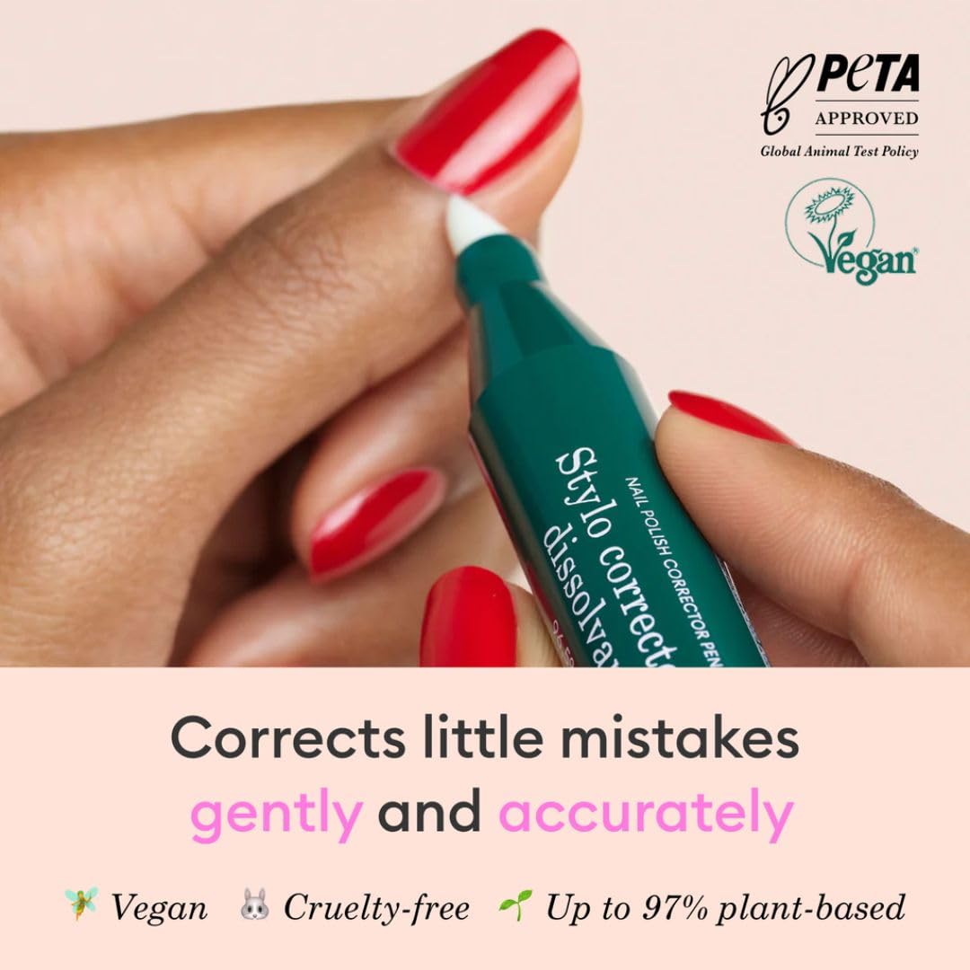 MANUCURIST • Nail Polish Corrector Pen • Green Flash Gel Polish Corrector Pen + 3 Refills • Acetone-Free, Plant-Based Nail Polish Remover • Gel Nail Polish Accessorie