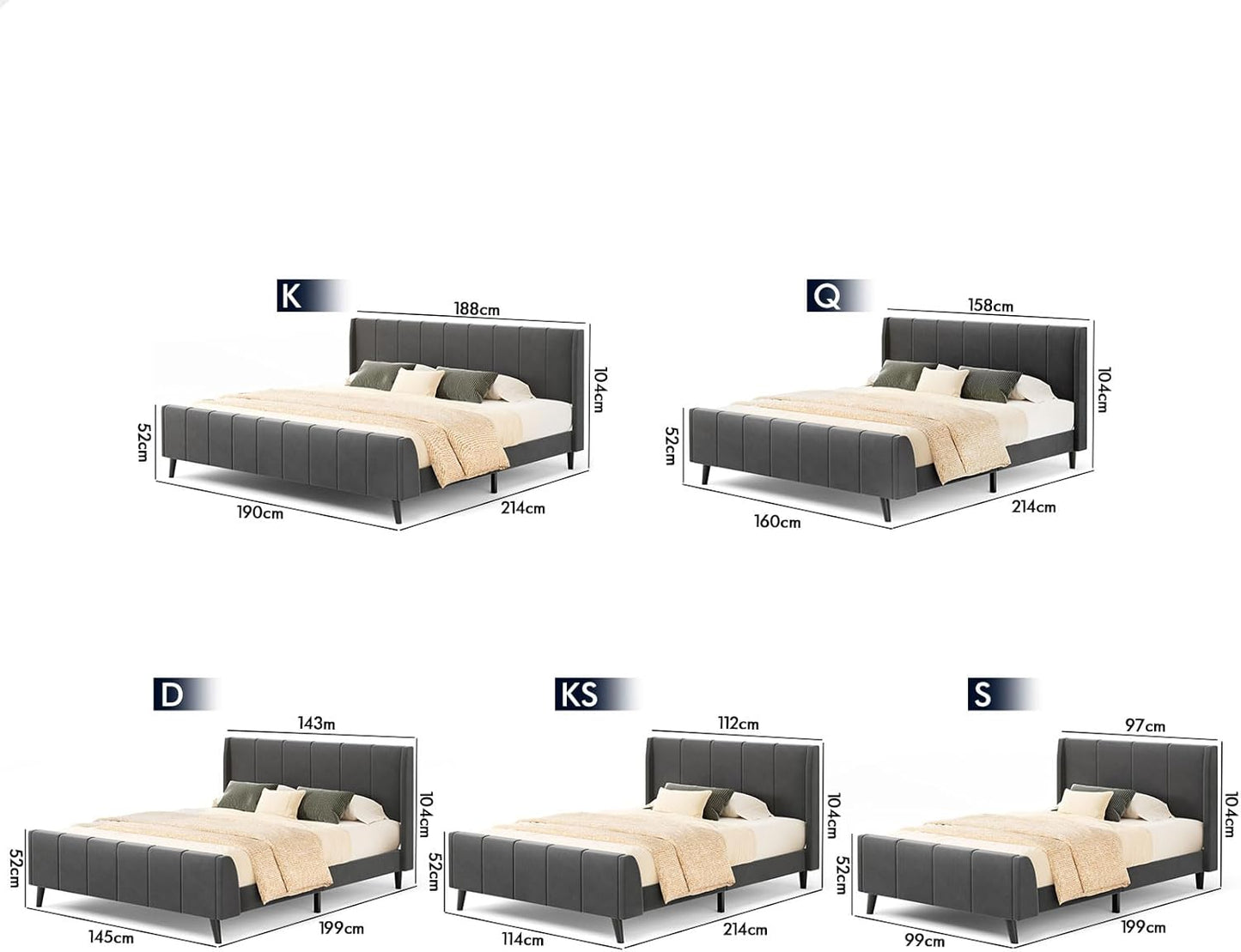 ALFORDSON Bed Frame Base Double Size with Headboard, Bed Platform Foundation with Velvet Fabric Upholstered for Mattress Topper, HUNDOLF Series Velvet Grey
