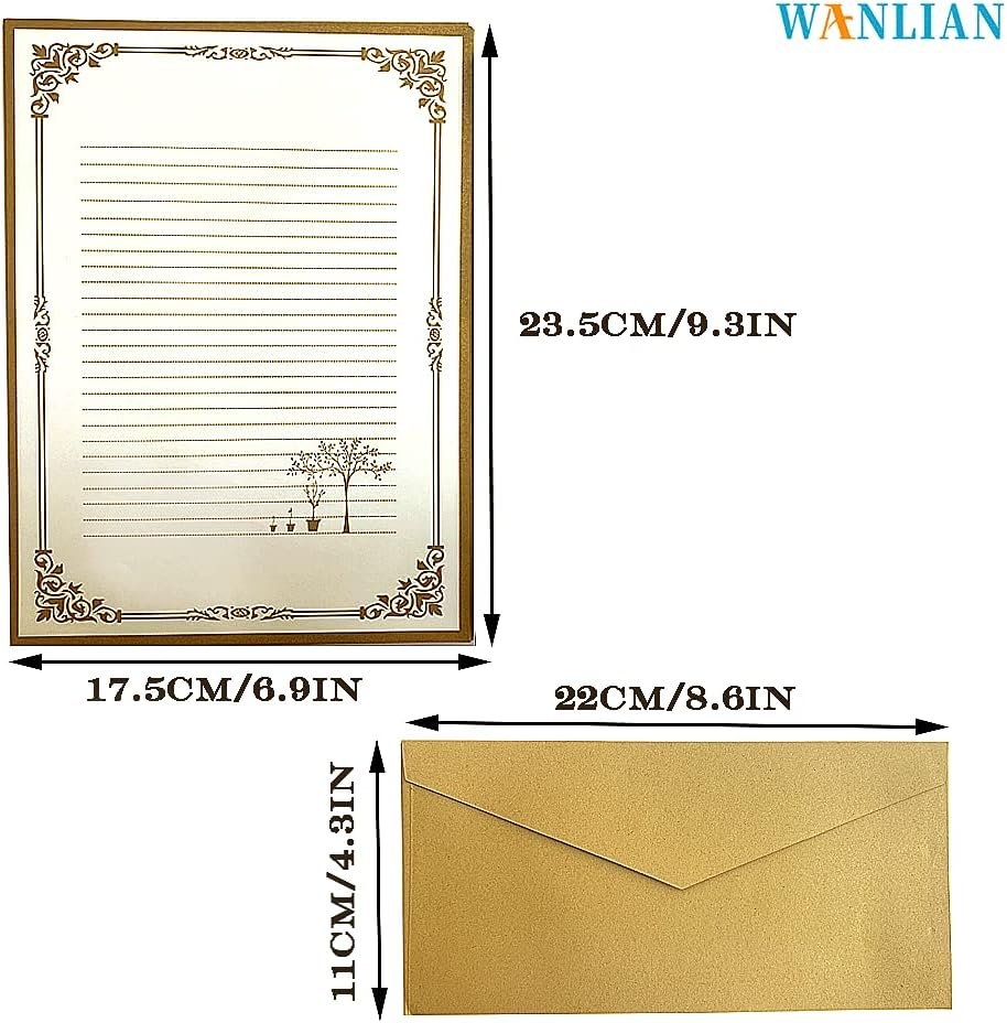 72 Pcs Retro Writing Stationery and Envelope Set, 48 Pieces of Stationery + 24 Envelopes, Suitable for Making Invitations