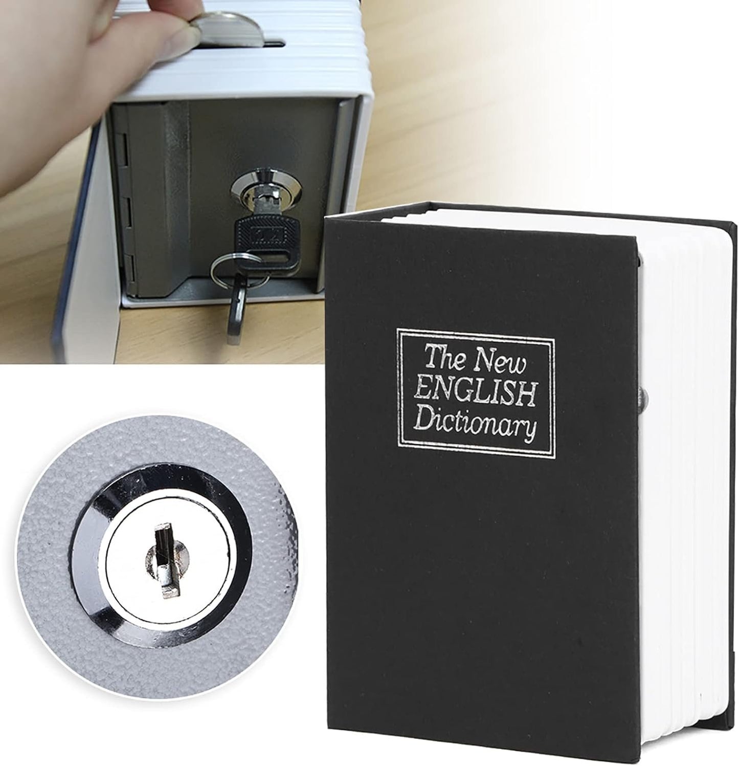 Mini Simulation Book Safe Storage Box Security Lock Case For Money Cash Gioielli con le Chiavi Applicazione Scena di Applicazione Home Office