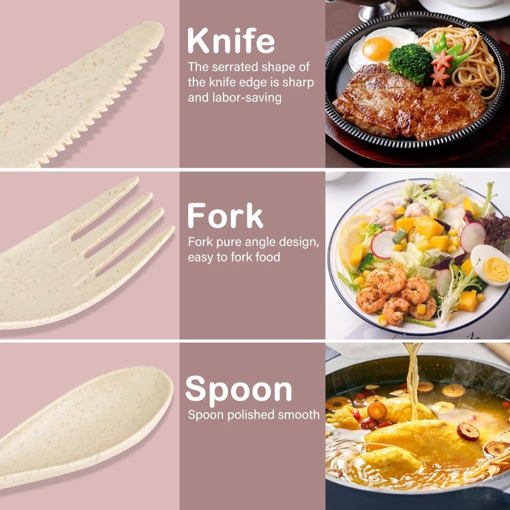 4 Pack Travel Cutlery Set with Case, Reusable Spoon Knife Forks Utensil Set, Portable Travel Utensils for Kids Adult Travel Picnic Camping Or Birthday, Anniversary Use