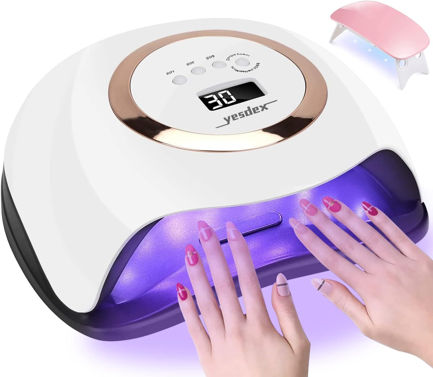 YESDEX Professional 168W UV LED Nail Lamp, Fast Gel Polish Dryer With 42 LEDs, 4 Timer Settings for Nail Curing