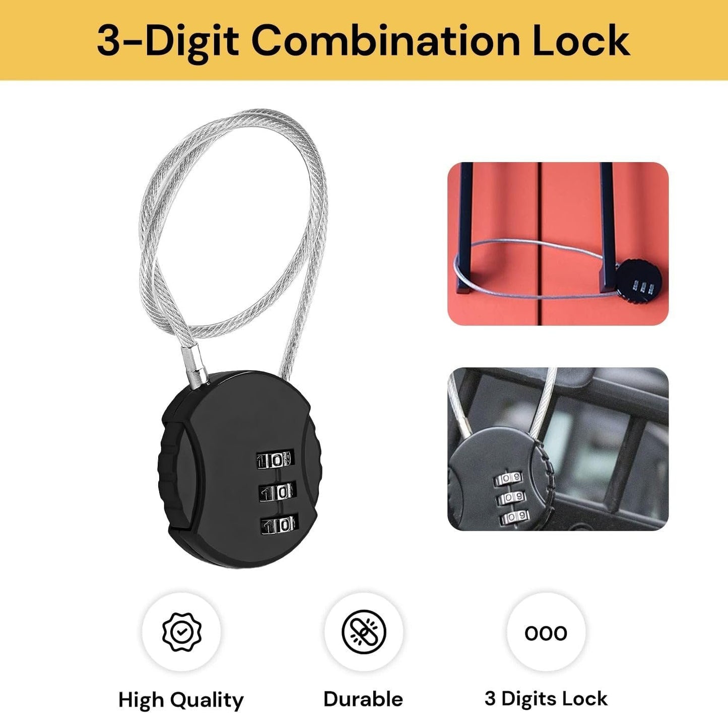 EZONEDEAL Durable Luggage Padlock, Long Neck Combination Padlocks Travel Lock Keyed Security Suitcase Luggage Luggage Locks, Toolboxes for Lockers Bag Luggage