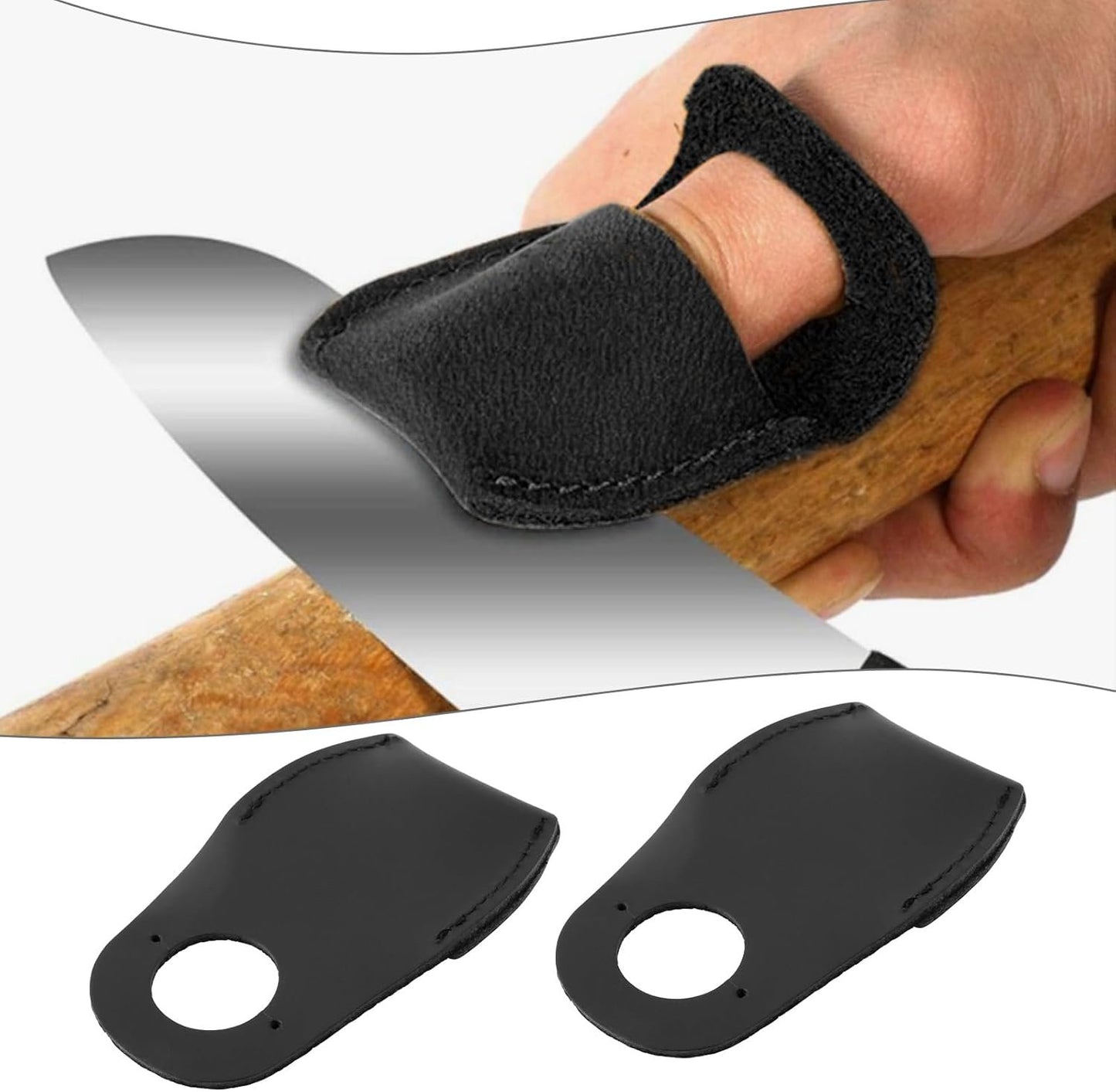 Briny River 2PCS Leather Thumb Guard 80x52mm Woodworking Carving Tool Thumb Protector Finger Thimble Guards Tools for Handmade Carpenter Carving Black
