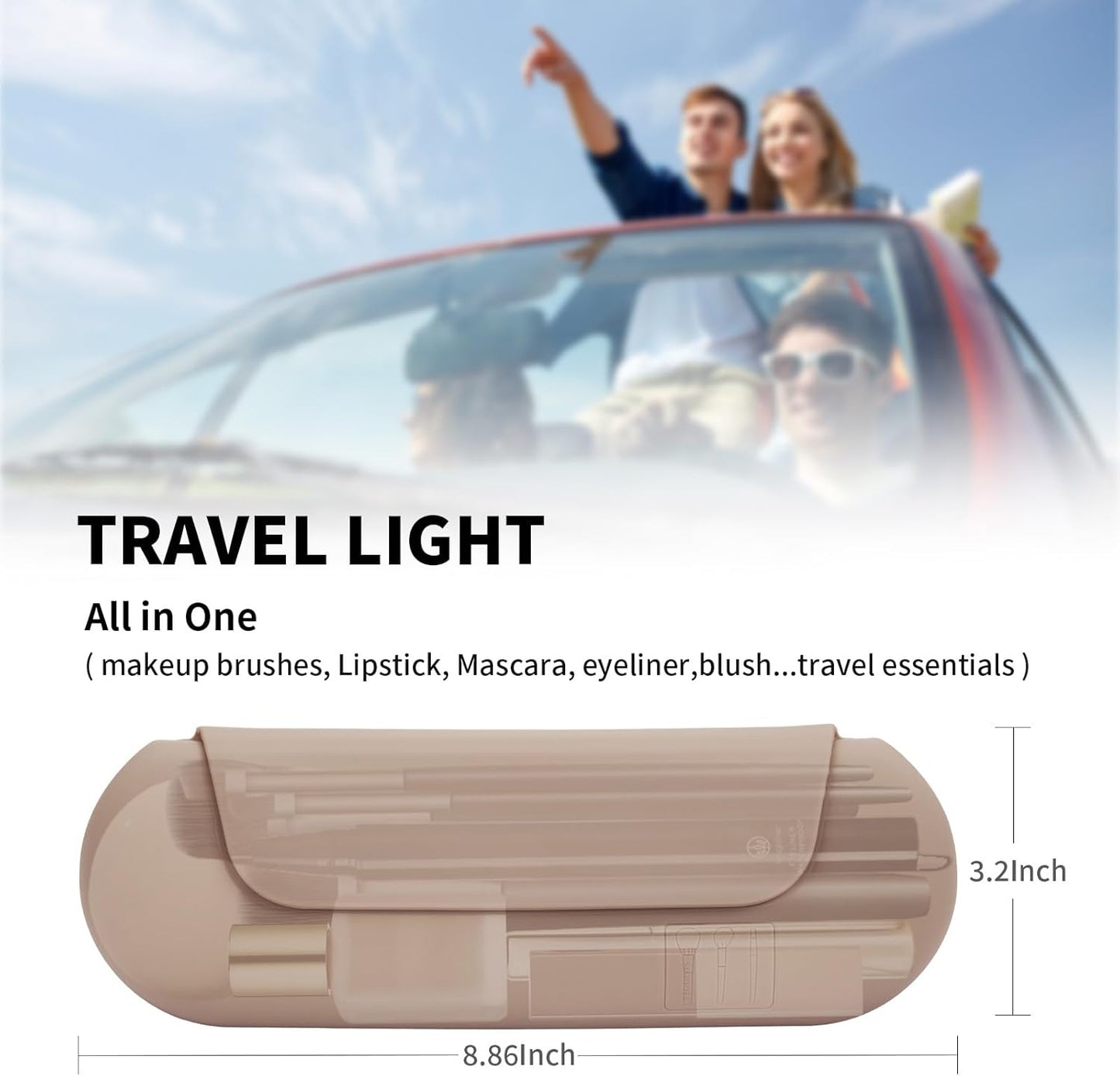 AGIKET Silicone Makeup Brush Holder Travel Cosmetic Bag:Soft Portable Cosmetic Face Brushes Holder with Upgrade Anti-Fall Out Magnetic Closure, Large Travel Makeup Brush Case - Walnut