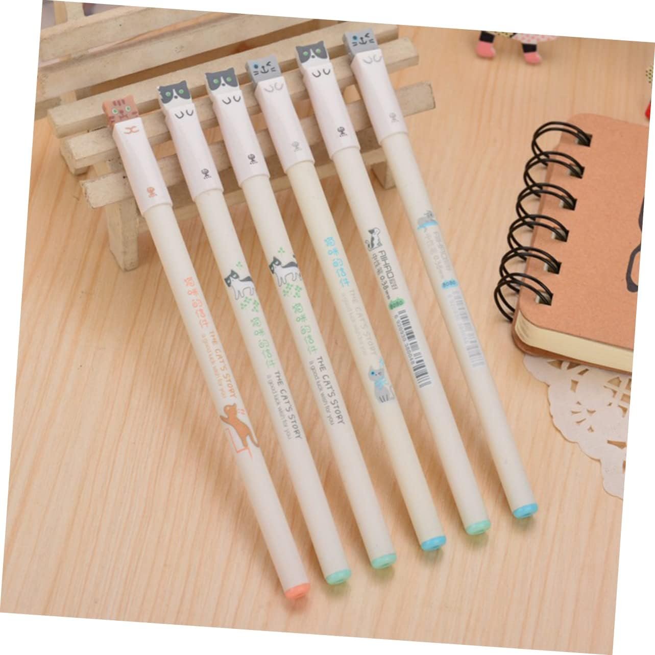 STOBOK Cute Cat Gel Pens 0.38mm Black Ink Japanese Stationery for Office School