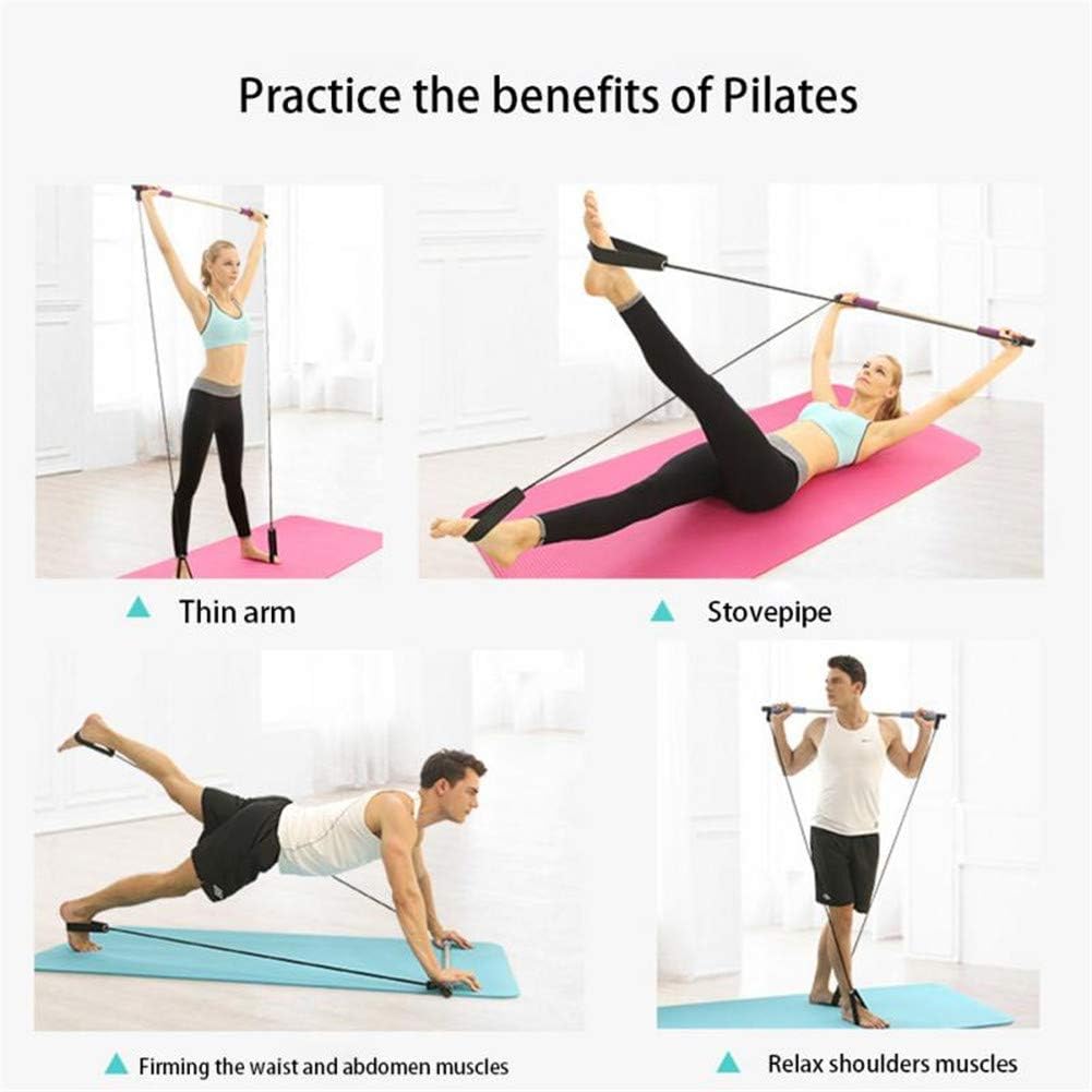 GYFHMY Bodybuilding Yoga Pilates Stick with Foot Loop - Core Strength Fitness Gym Resistance Band Bar Kit - Ideal for Home Total Body Workout, Gym, Weighlifting