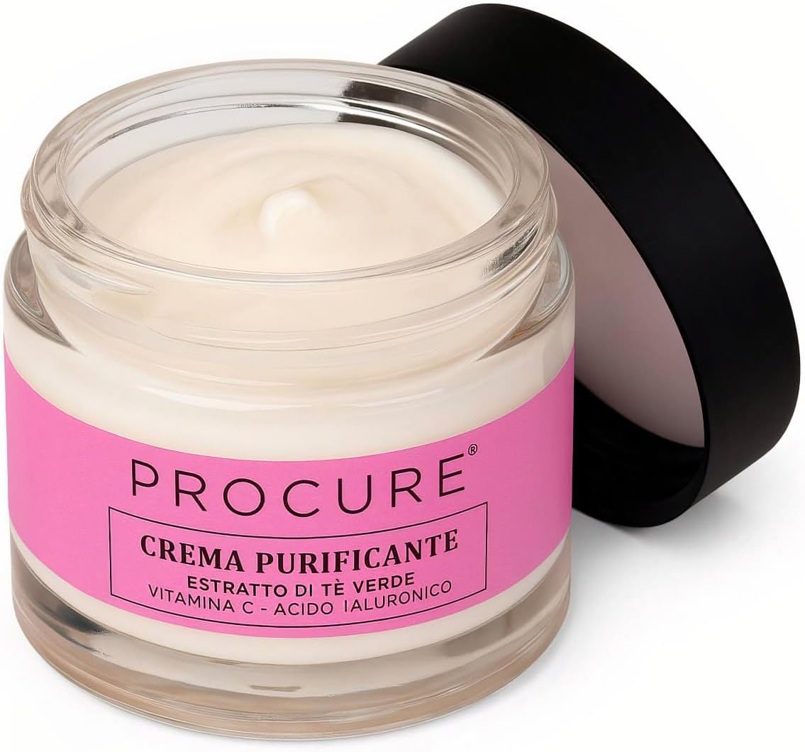 Procure Crema Viso Purificante – Estratto di Tè Verde, Vitamina A e Acido Ialuronico – 50ml