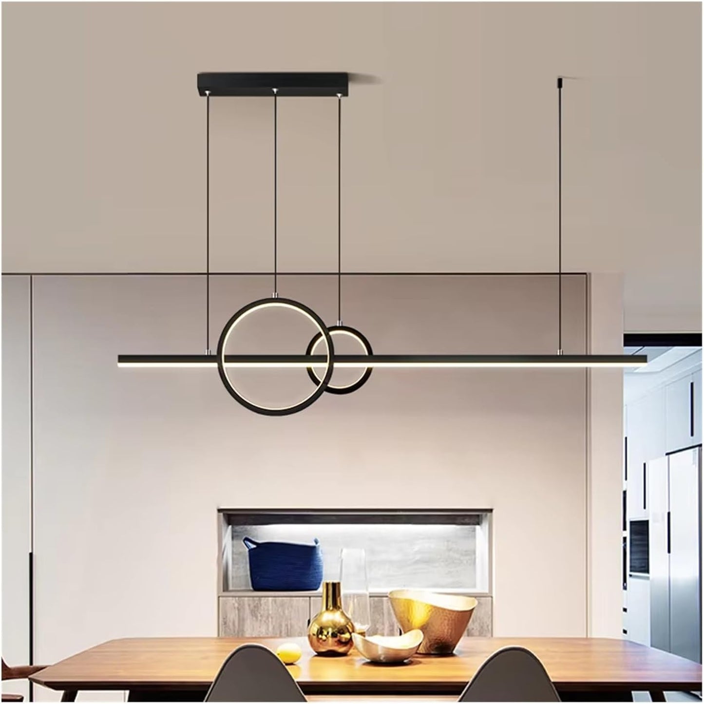 LED Chandeliers Kitchen Modern Hanging Lamp Minimalist Long Pendant Light Table Dining Room Office Hanging Lamp Black Smart Lighting