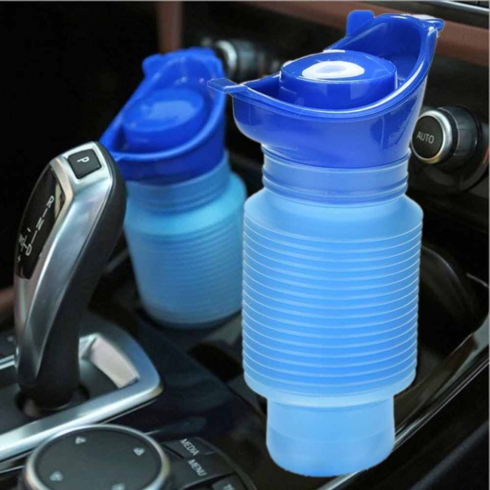 OUTFANDIA Emergency Urinal 750 ML,Portable Mini Outdoor Camping Travel Shrinkable Personal Mobile Toilet Potty Pee Bottle for Kids Adult