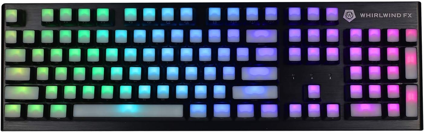 Whirlwind FX Lightcap Keycaps - Upgrade Set for Mechanical Keyboards: Compatible with Standard 104 US Layout