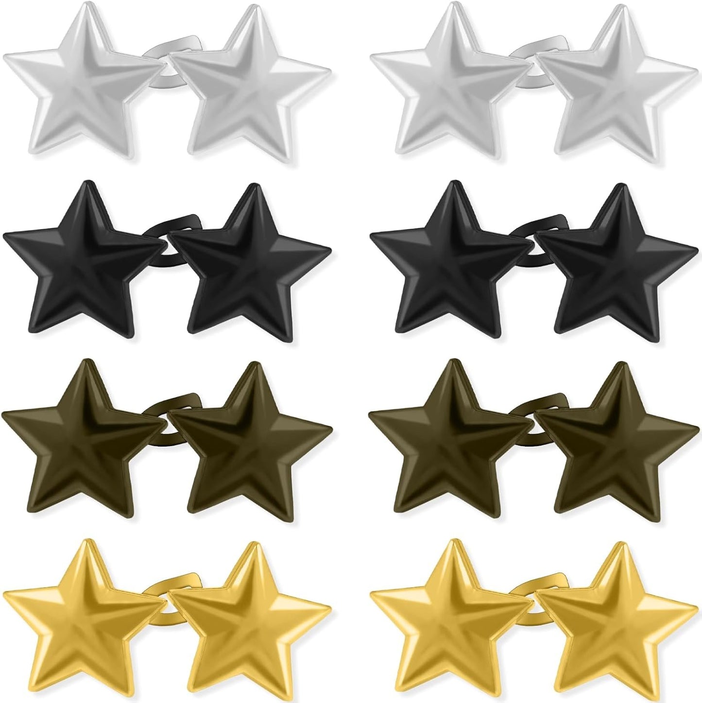 TEAONE Star Jeans Button Pins, 8 Pairs Adjustable Waist Buckles for Skirt, Jackets, DIY Clothing Accessories (4 Colors)