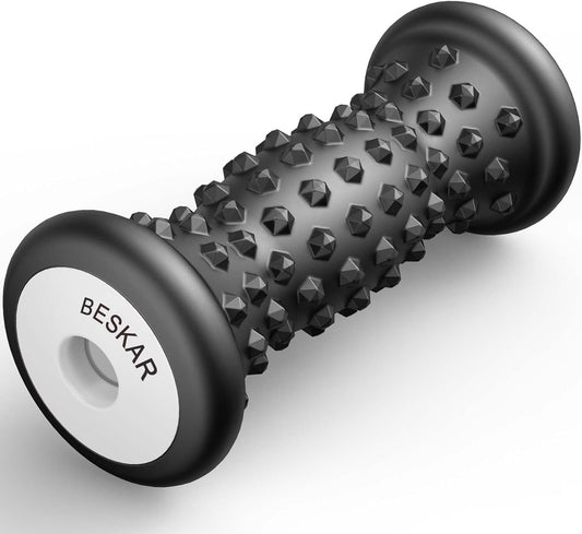 Foot Roller Massager Set for Plantar Fasciitis Relief - Deep Tissue Massage Tool for Arch Heel Pain, Includes Spiky Roller Ball and Lacrosse Ball for Muscle Relief and Acupressure Recovery