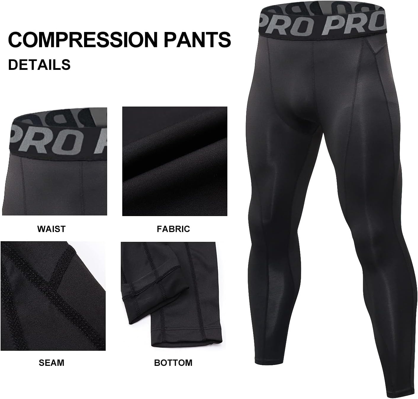 Lanbaosi Mens Thermal Underwear Pants Compression Long Johns for Men Winter Warm Base Layer Bottom Workout Gear for Cold Weather