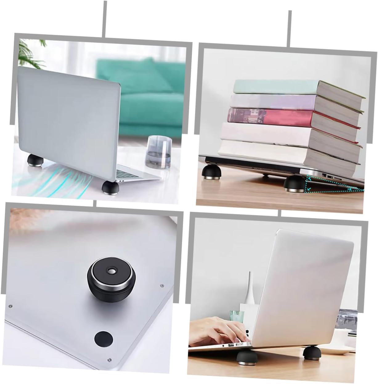 TEHAUX 1Pair Laptop Riser Slip Silicone Feet for Enhanced Airflow Cooling Stand for Laptops Fit for Office Use Compact and Efficient Design for Optimal Cooling