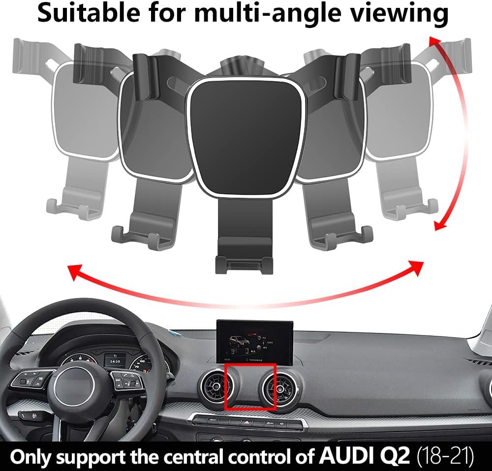 LUNQIN Car Phone Holder for Audi Q2 2018-2024 Car Accessories Navigation Bracket Interior Decoration Mobile Phone Holder