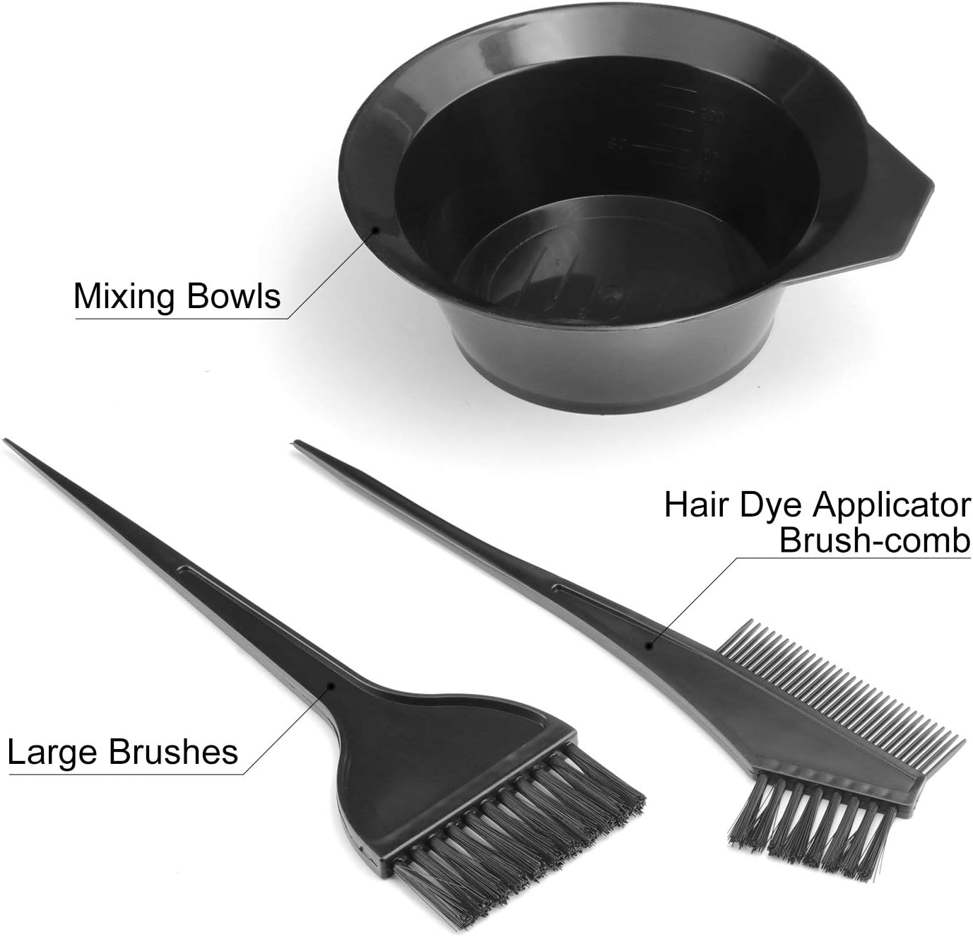 Gezimetie, Hair Coloring Tools Set of 3 Double Sided Brush Comb Bowl for Salon DIY