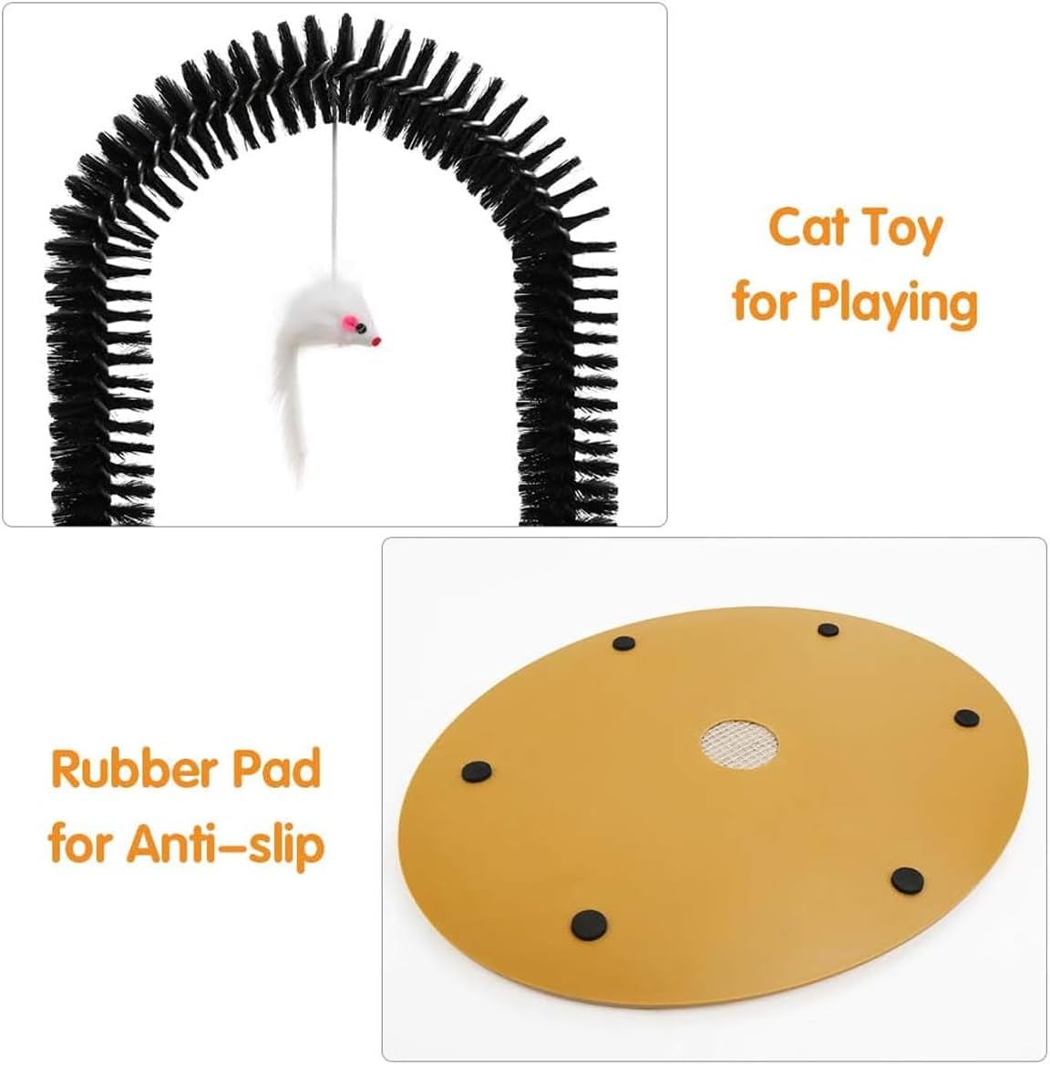 AIMALL Cat Grooming Arch, Pet Scrub and Tickle Device with Brush, Arch-Type Cat Scrubbing Tool, Multi-Functional Pet Care Accessory, 14.17x11.22 Inches