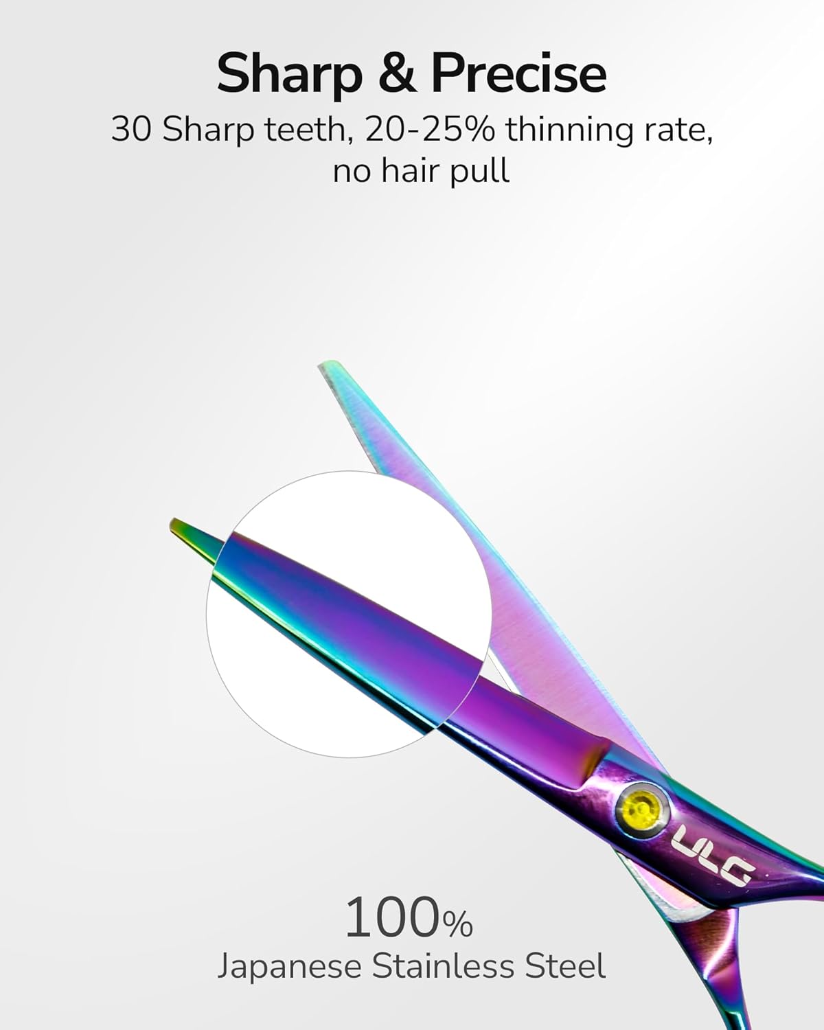 ULG Hair Cutting Scissors, Professional Hair Scissors 6.5 inch Right-Hand Razor Edge Barber Shears Salon Hair Cutting Shears Made of Japanese Stainless Steel, Hand Sharpened Multicolor
