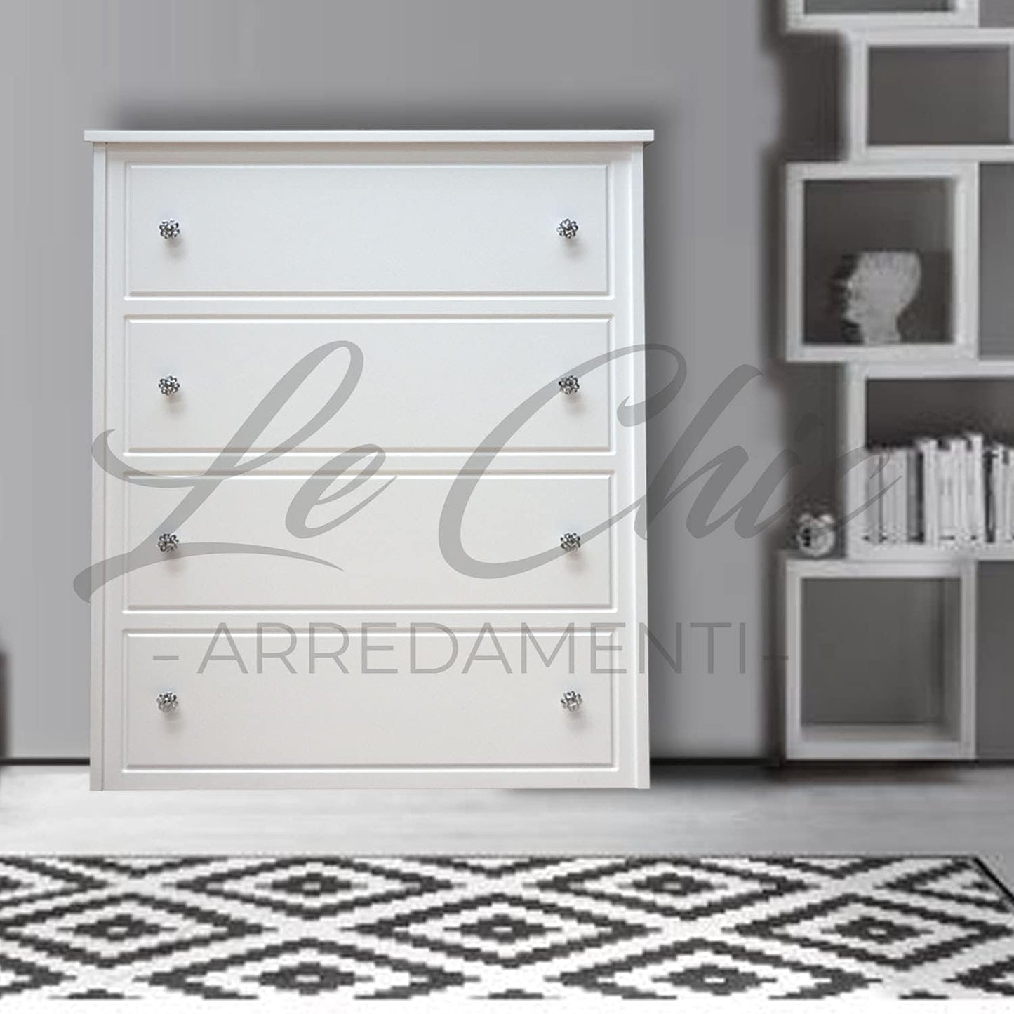 LE CHIC ARREDAMENTI Folding Wooden Single Folding Bed with Wheels with Bed Base and Slatted Frame and High Density Mattress, Thickness 10 cm