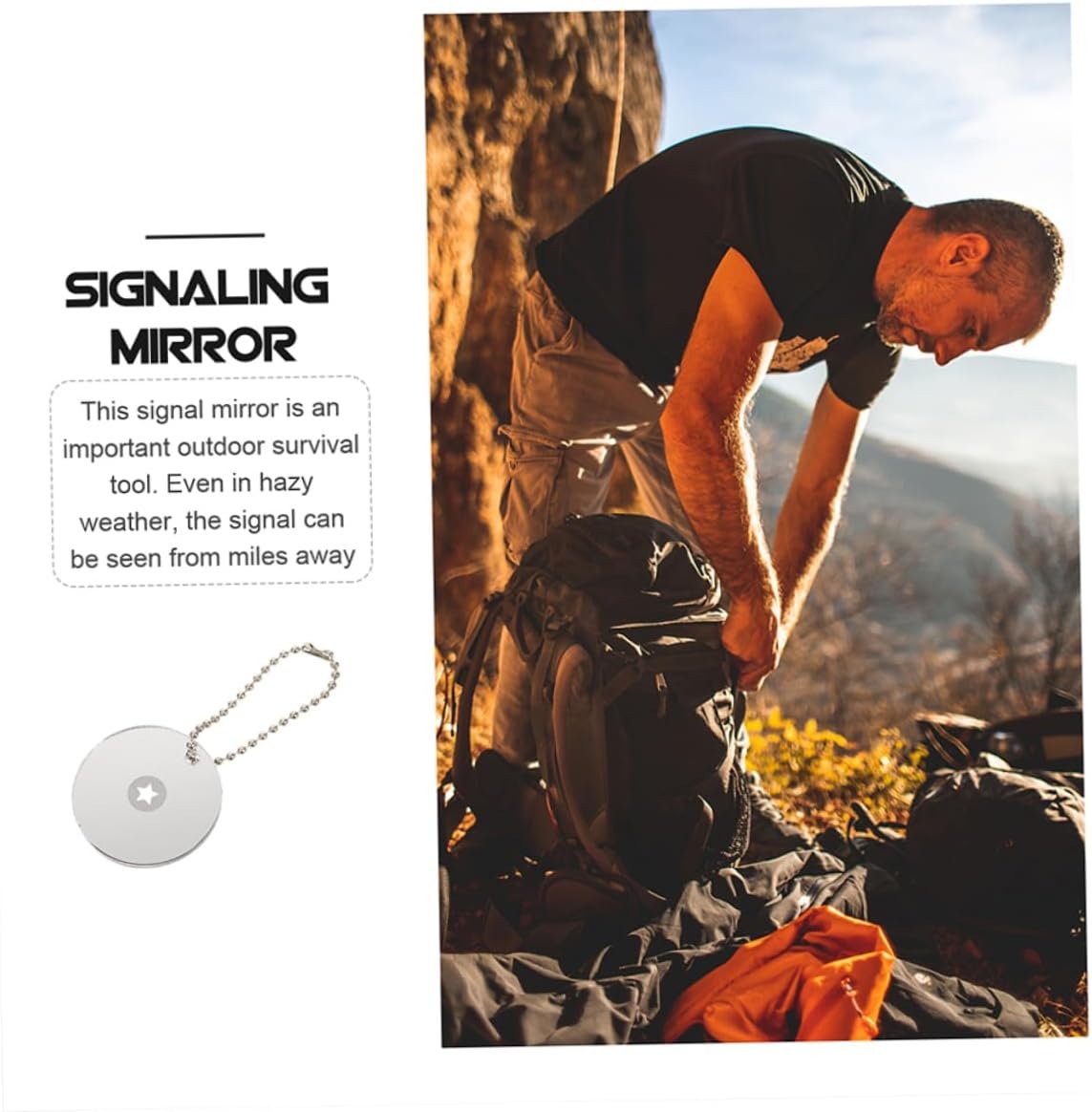 UKCOCO 2pcs Outdoor Survival Mirror Reflective Mirror for Camping Emergency Signaling Accurate Direction