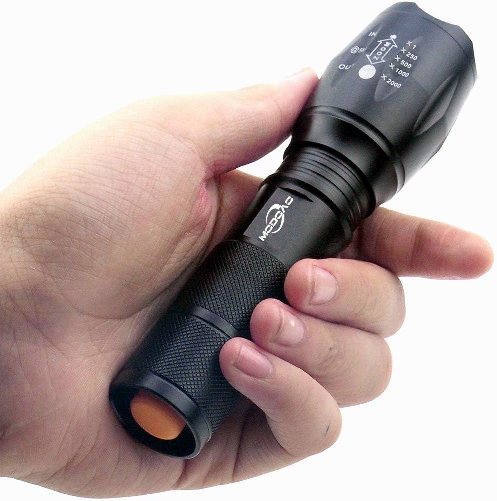 MODOAO LED Tactical Flashlight 5 Pack, Ultra Bright XML L2 High Lumen,Zoomable,5 Modes,Water Resistant Portable Handheld Light Perfect for Camping Hiking Biking Home Emergency