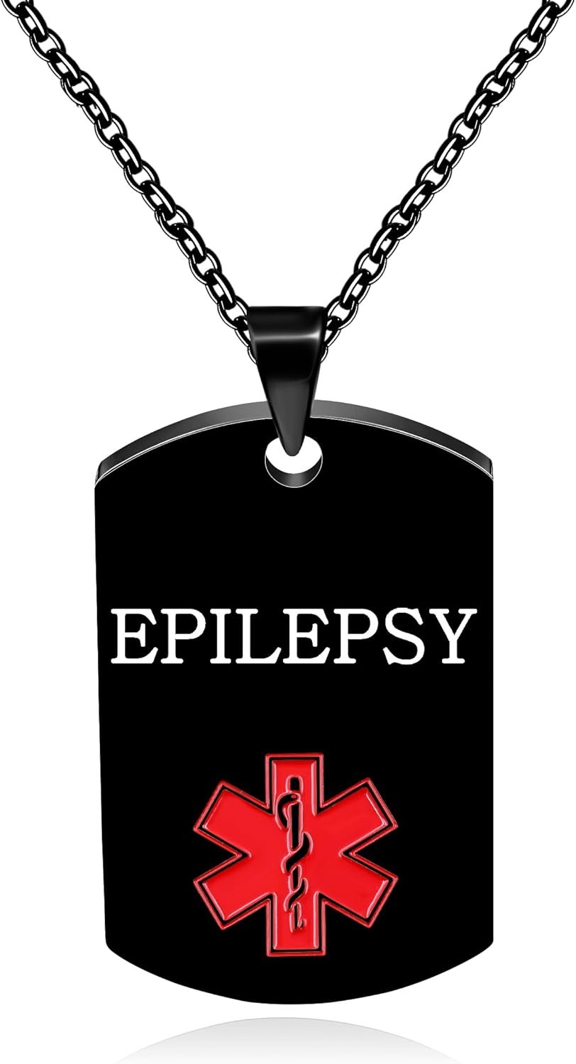 Vivaday Free Engraving Medical Alert Jewelry | Medical ID Tag Necklace | Durable Personalized First Aid Necklaces | Red Health Care Medical Alert Pendant| First Responder Stainless Steel Jewelry