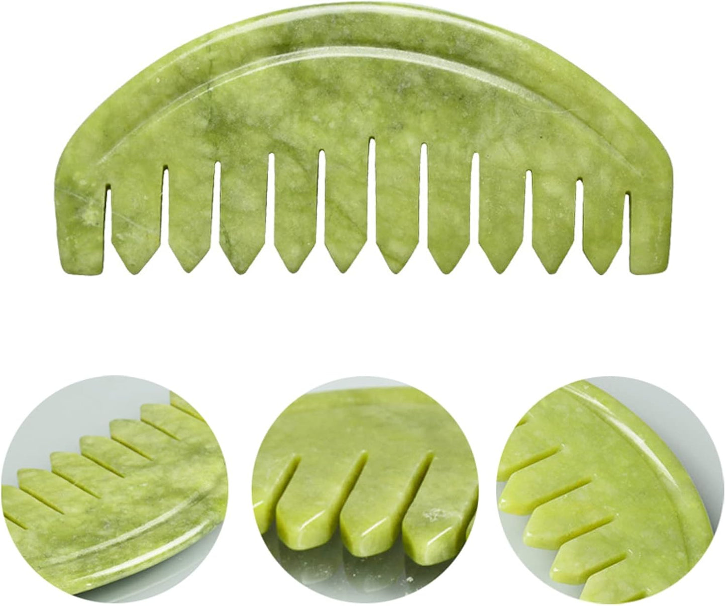 TEONEI Jade Head Comb Massage,Natural Jade Stone Head Therapy Massage Comb,Jade Hair Comb Scalp Massager Comb Scalp Care Massage Tool (3.14X1.57X0.16inch)