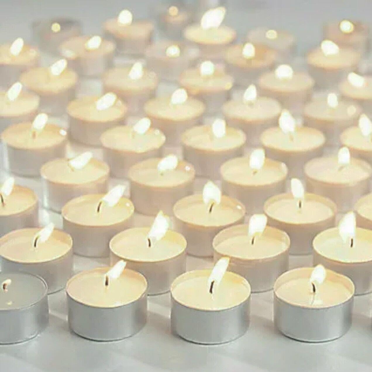 AIMALL Bulk Tealight Candles, 10-1000x Set, Long-Lasting Paraffin Wax with Cotton Wick for Weddings, Parties, Ambience Lighting
