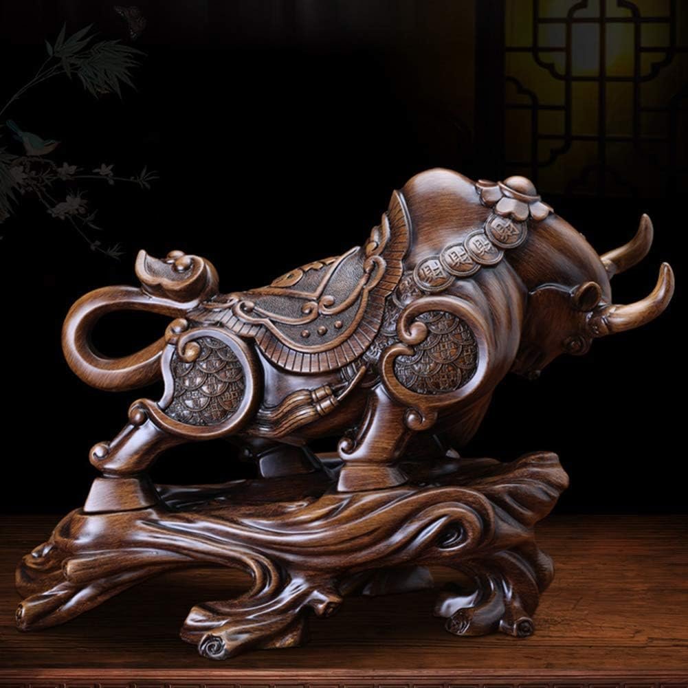 Feng Shui Ornamenti Statue di Toro Scultura, Figurine di Animali Oggettistica per la casa Fatta a Mano Poliresina Ricchezza Ornamento Fortunato Lotto Artigianale, Regalo per Ufficio,A