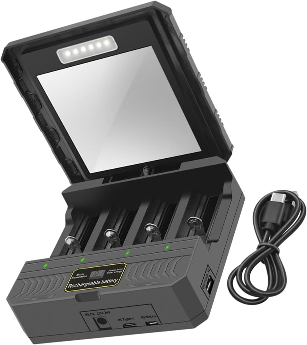 Batteries Chargers USB C Solar Battery Charging Adapter 4 Slot Case Battery Charging Case for 26650/21700/18650/18500/16340